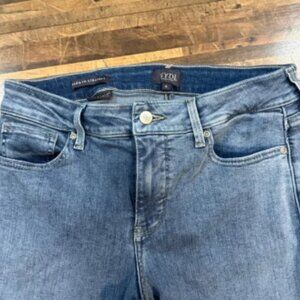 NYDJ Marilyn Straight Leg Jeans Lift Tuck Raw Hem Denim Blue Size 6